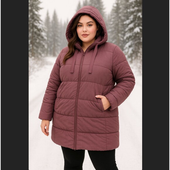 Torrid Longline Hooded Puffer Purple Coat Jacket 1x 14 16 Wind Water Resistant - Picture 1 of 16